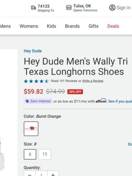NEW! M6/W7.5 Hey Dude Texas UT main image 6